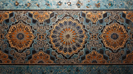 Decorated wall of the Hassan II Mosque in Casablanca, Moroccoの素材