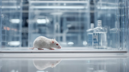 White laboratory rat on a glass table in a scientific laboratory. 2020の素材