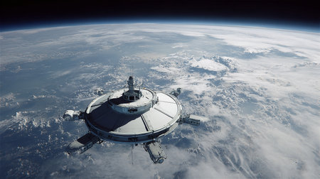 Space station in outer space. Elements of this image furnished by NASAの素材