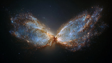 Fractal illustration of a butterfly in the milky way.の素材
