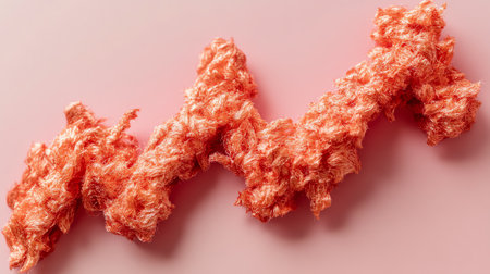 Orange woolen scarf on a pink background. Close-up.の素材