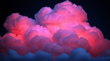3D Illustration of a Colorful Clouds in the Night Skyの素材