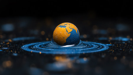 Planet earth in water. 3d illustration. World map in water.の素材