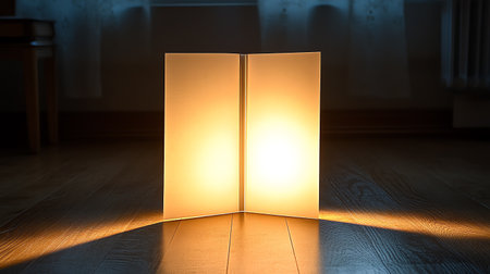 Lantern on the floor at night. 3d rendering.の素材