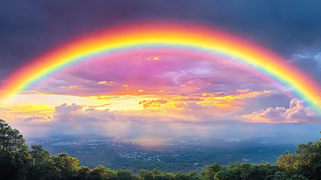 Rainbow over the city at Chiangmai province,の素材