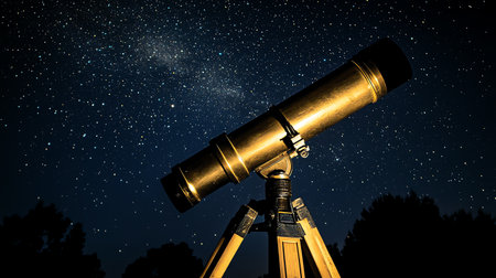 Telescope against the starry night sky. Elements of this image furnished by NASAの素材