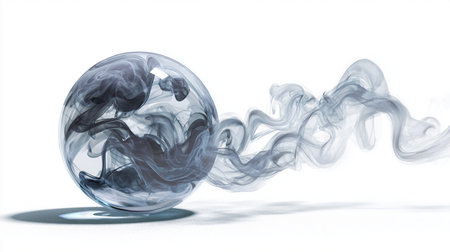 Abstract smoke from a glass ball on a white background. 3d renderingの素材