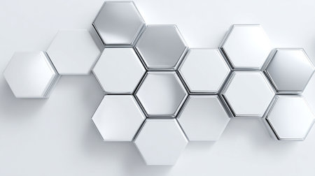 Abstract 3d rendering of hexagons. White background with hexagons.の素材