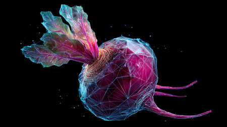 3d rendering of a red beet on a black background, computer generated imagesの素材