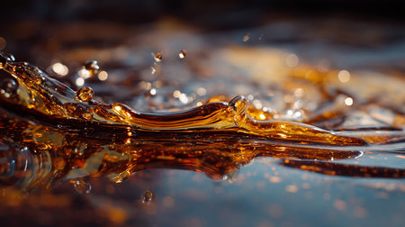 splashes and patterns on the surface of the liquid after a drop of waterの素材
