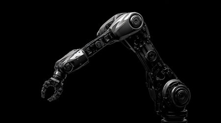 3d rendering robot arm on black background, artificial intelligence concept.の素材