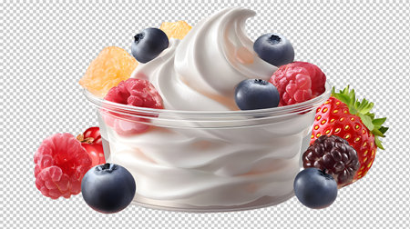 Fruit Yogurt with Berries Isolated on Transparent Backgroundの素材