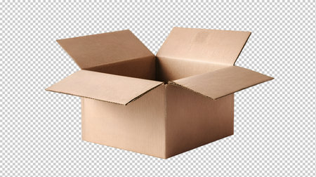 Open cardboard box isolated on transparent background. 3d rendering. Eps 10の素材