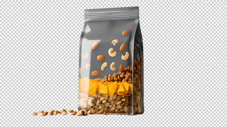 Muesli in a transparent plastic bag. 3d rendering.の素材