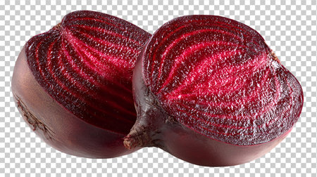 Red beet isolated on transparent background with clipping path, top view.の素材