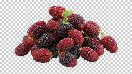Ripe blackberry berries isolated on transparent background. 3d illustrationの素材