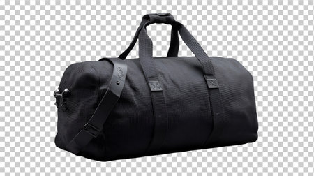 Black sport bag isolated on a transparent background. Side view. 3d renderingの素材