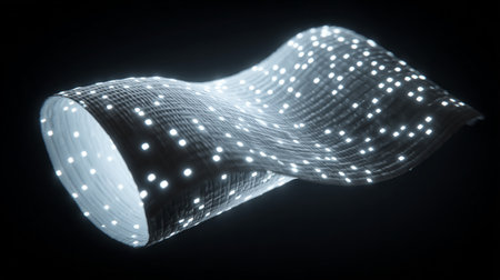 3d rendering of abstract technology background with glowing particles. Futuristic shape.の素材