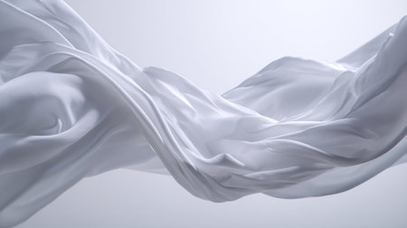 Abstract background of white wavy silk or satin. 3d rendering image.の素材