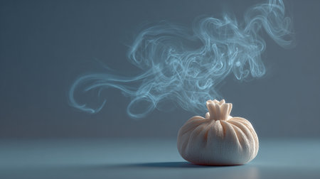 Pumpkin with smoke on a blue background. 3d renderingの素材