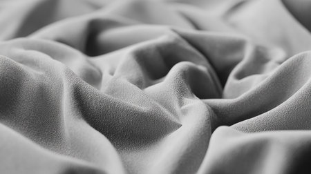 Texture, background, pattern. Cloth is gray. This is a photograph of a crumpled fabric, material or textureの素材