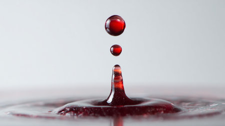 Falling drops of water. Splash effect after collision a falling drops with water Surfaceの素材