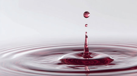 Falling drops of water. Splash effect after collision a falling drops with water Surfaceの素材