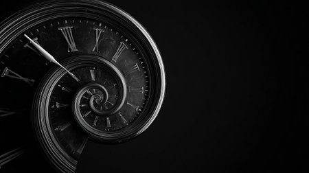 Clock face on black background. Time concept. 3D Renderingの素材