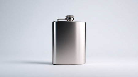 Stainless steel flask on white background. 3D rendering.の素材