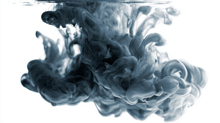 black ink in water isolated on a white background. abstract background.の素材