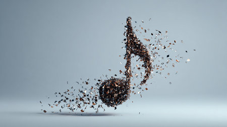 3d rendering of a musical note made out of small pieces.の素材