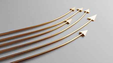3d render of arrows on a gray background. 3d illustration.の素材