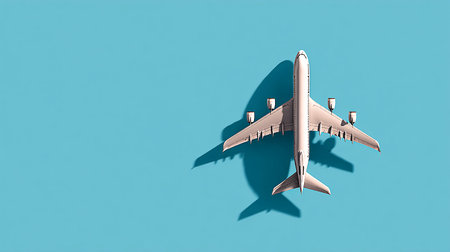 Plane silhouette on blue background. Travel concept. 3D Renderingの素材