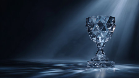 crystal goblet on a dark background. 3d renderingの素材