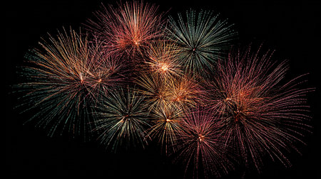 Colorful fireworks display for celebration happy new year and merry christmasの素材