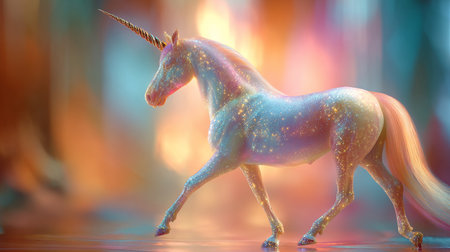Unicorn in the light of the fire. 3d renderingの素材