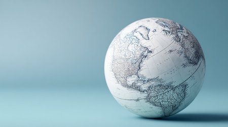 Globe with map of the world on blue background. 3d renderの素材