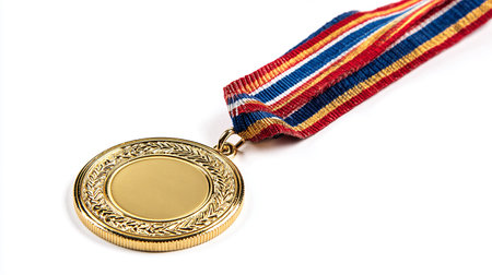 Gold medal isolated on white background with clipping path for your design.の素材