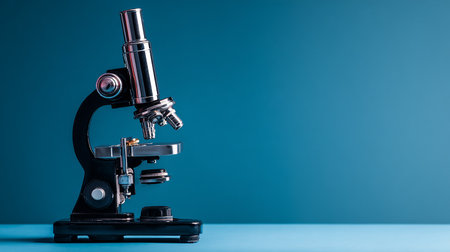 Microscope on blue background. Microscope isolated on blue background.の素材