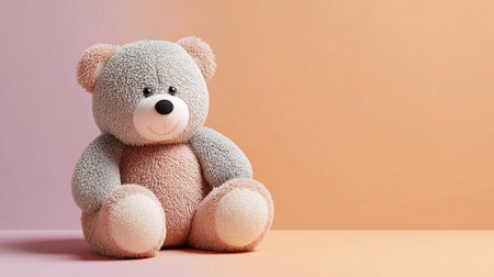 Teddy bear on pastel color background. 3d rendering.の素材