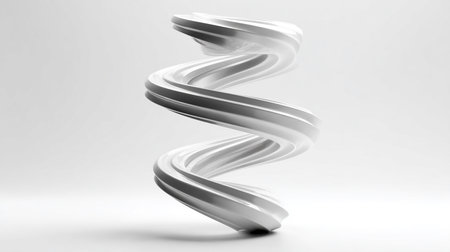 Abstract 3d rendering of wavy surface. White background. Futuristic shape.の素材
