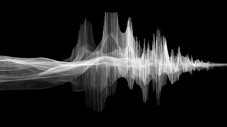 Sound wave isolated on black background. Audio equalizer. 3d illustrationの素材