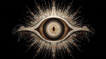 Eye of God. 3D surreal illustration. Sacred geometryの素材