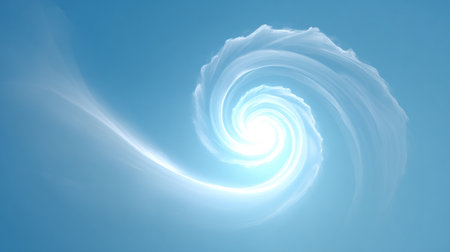 Blue sky with white clouds in the shape of a spiral. 3D renderingの素材