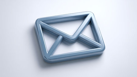 Blue email icon on white background, 3d render, computer generated imagesの素材