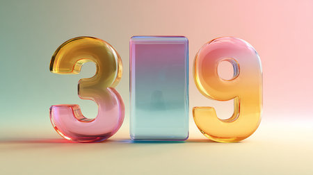3d render of multicolored 3d numbers on a white backgroundの素材
