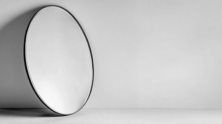 Round mirror on a white background. 3d rendering, 3d illustrationの素材