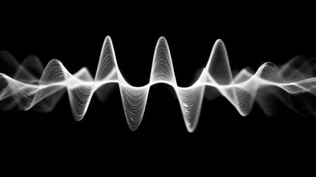 abstract background with a dynamic wave in black and white colors.の素材