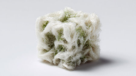 Cotton wool on white background. Close-up. Macro.の素材