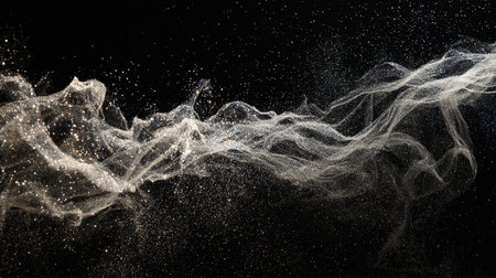 Abstract glowing particles on a black background. 3d rendering, 3d illustration.の素材